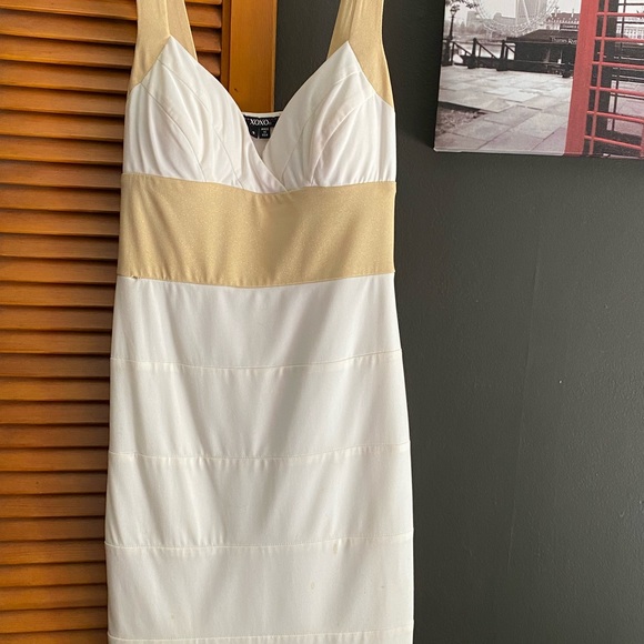 XOXO Dress (OffWhite and Gold) - Picture 1 of 3